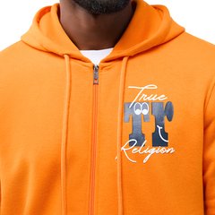 Men's Puff Print Logo Script Zip Up Hoodie
