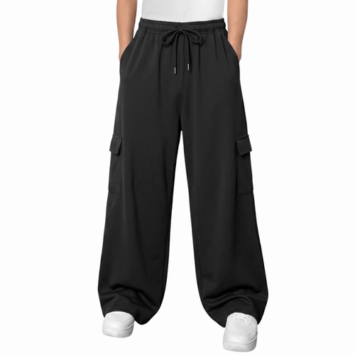 Men's baggy gym sweatpants with pockets in a relaxed fit for workouts and everyday casual wear.