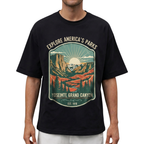 Front view of men's cotton graphic print crewneck t-shirt showing the printed design and classic round neckline.