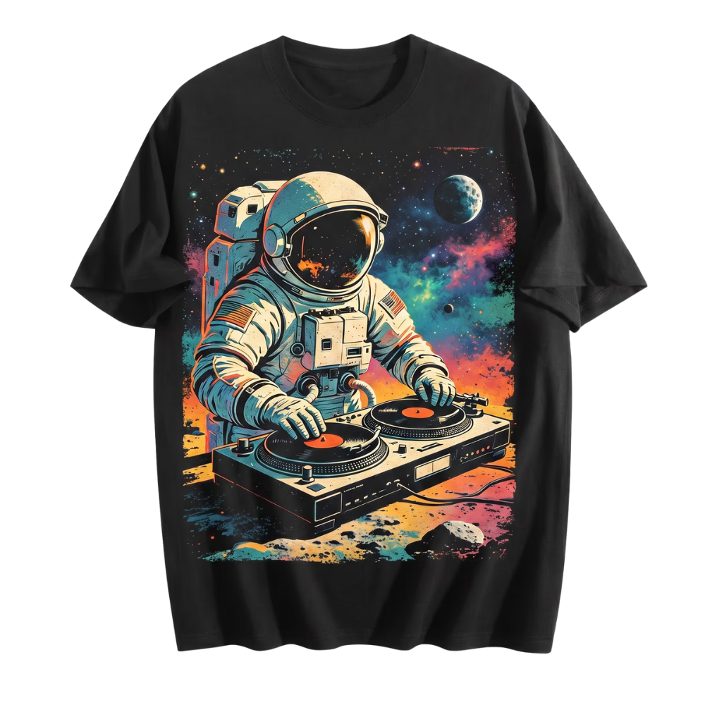 Men's black short sleeve graphic t-shirt featuring a bold printed design, classic crewneck, and comfortable casual style.