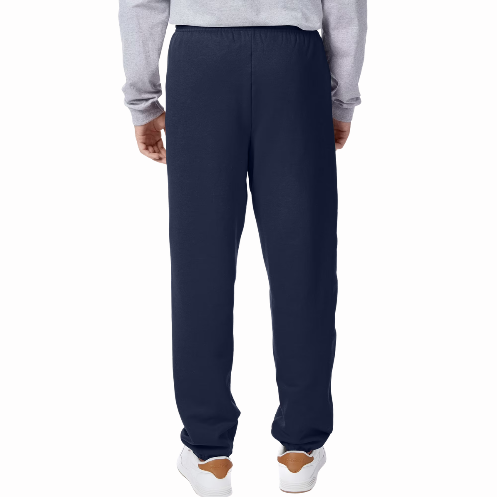 Back view of men's EcoSmart fleece sweatpants showing the straight-leg style and comfortable casual look.