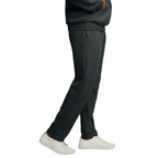 Side profile of men's EverSoft fleece open bottom sweatpants with a loose leg opening and soft fleece fabric.