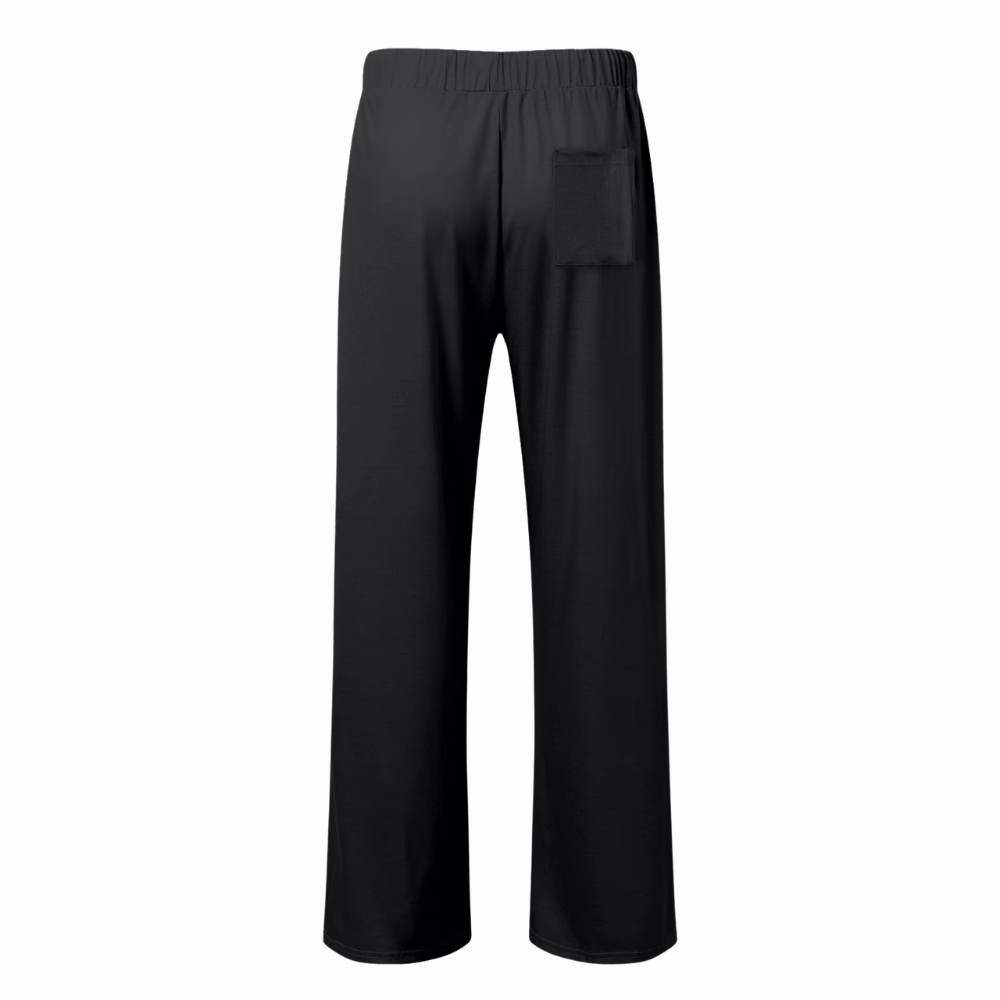 Back view of men's lightweight athletic sweatpants with a relaxed fit and clean athletic design.