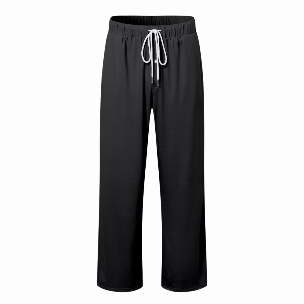 Front view of men's lightweight athletic sweatpants featuring a comfortable fit and functional side pockets.