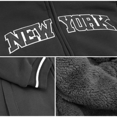Men's New York Sherpa Fleece Lined Varsity Zip Up Hoodie