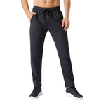Close-up of quick dry fabric texture, waistband detail, and pocket stitching on men's athletic sweatpants.